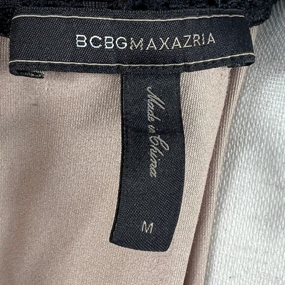 BCBG MaxAzria Vicktoria Black Lace Peplum Hem Top Shirt Size M Short Sleeve - Picture 7 of 14